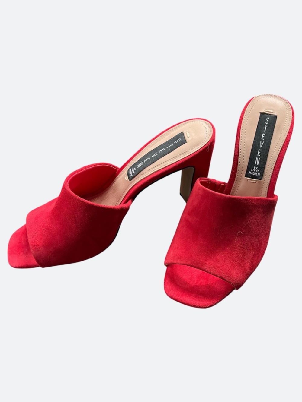 Steven by Steve Madden Jensen Red Suede Heeled Slip On Mule Sandals NWOT SZ 6.5